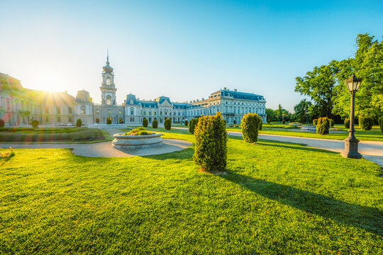 Festetics Palace is located in the town of Keszthely, Zala, Hungary near the Lake Balaton.
