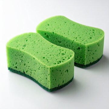 Two green rectangular cleaning tools against white