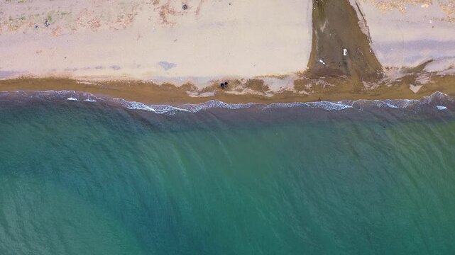 Aerial View of Dikili Coast and River Mouth in Izmir
