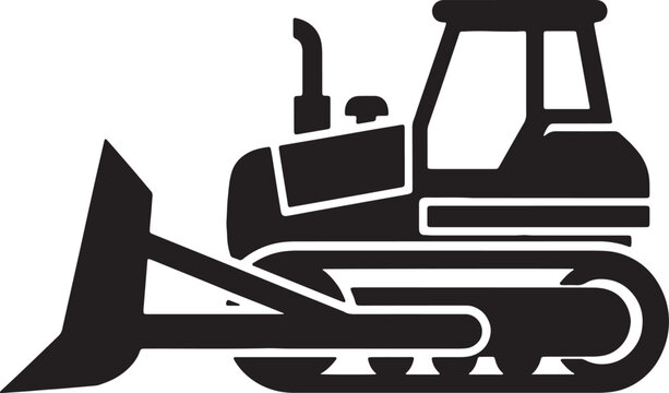 Bulldozer vector icon. construction machinery, earthmoving equipment, tractor isolated.
