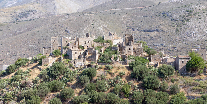 The historic stone tower houses of Vathia village in Mani, Greece