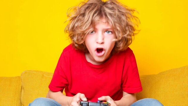Teenager presses buttons on controller with anger in bright room Generative AI