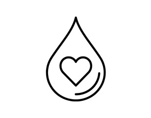 Fototapeta premium World Blood Donor Day Icon: Blood Drop with Heart Symbol, Health Charity Concept