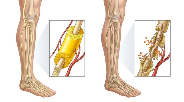 Diabetic Neuropathy Nerve Damage Medical Illustration