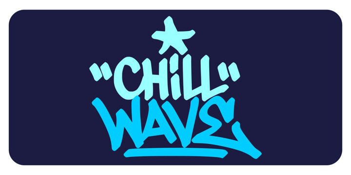Cyan chill wave graffiti tag lettering featuring clean script weights and star decoration.