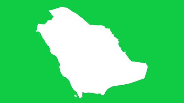 Saudi Arabia wiggle animation map loop green background