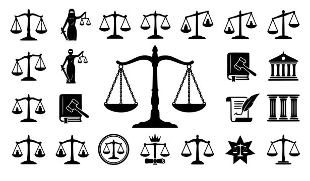 Justice and Legal Balance Icon Set
