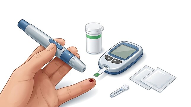 Blood Sugar Finger Prick Testing Illustration