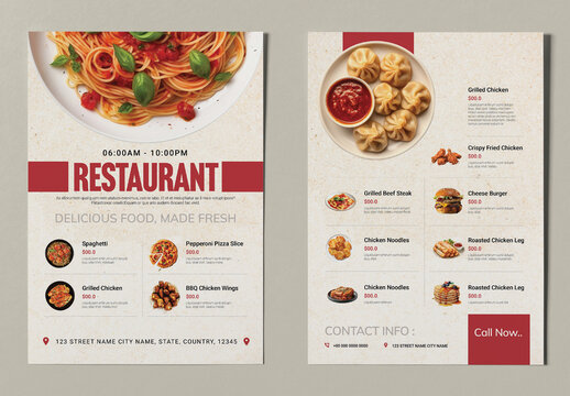 Food Menu Template Layout