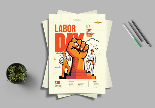 Labor Day Flyer Template Creative Labor Union Event Poster