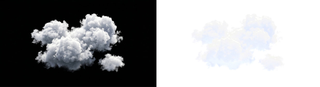 White cloud group png isolated on alpha channel background, collection of realistic fluffy vapor elements, natural sky replacement pack for designers, high resolution cumulus weather set