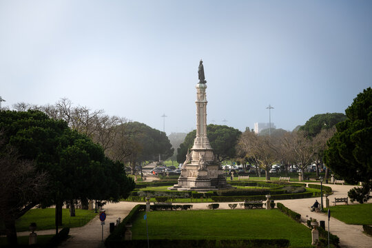 High Angle View of Pra&ccedil;a Afonso de Albuquerque in Bel&eacute;m, Lisbon, Portugal