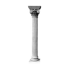 Fototapeta premium Halftone classical column illustration, monochrome ancient architecture element isolated on light background, decorative pillar design with Greek style.