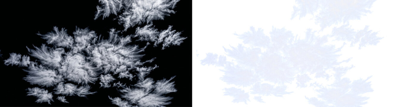 Wispy cirrus white clouds alpha channel transparent background isolated for compositing design element high altitude fluffy atmospheric textures light weight organic formation soft sky pattern
