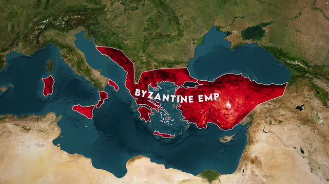 Byzantine Empire Map Animation. Historical map animation of the Byzantine Empire 4k.