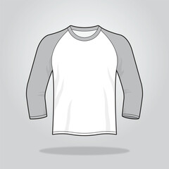 Blank Two-Tone Raglan Long Sleeve Shirt Front View © sahil