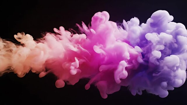 Abstract colorful smoke cloud formations against a dark background
