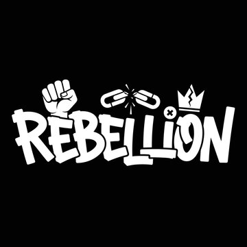 Rebellion graffiti with broken chains crown.