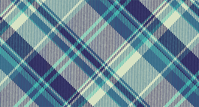 Blue and turquoise tartan plaid seamless pattern checkered background