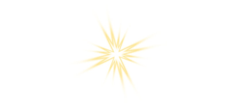 White sparkle light effect isolated on transparent background. Glowing silver white light. Shining star, light spark with rays. Light sparkle bling effect. Light PNG. Flare light, lens flare
