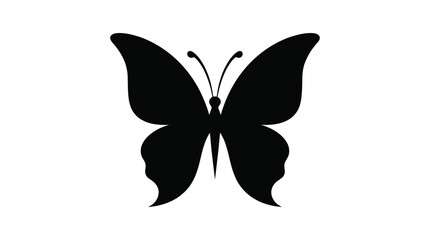 Black butterfly silhouette against a white background isolated insect shape silhouette © Obidul
