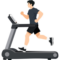 Fototapeta premium Man Running on Treadmill Flat Illustration