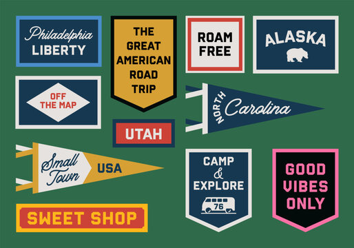 Vintage American Pennant Banners Set