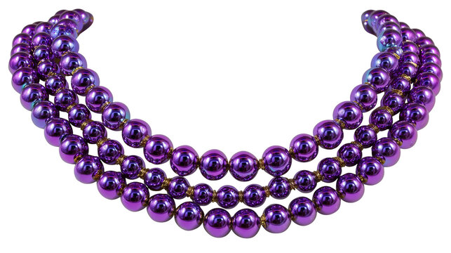 Purple Mardi Gras Beads Necklace Isolated on Transparent Background PNG