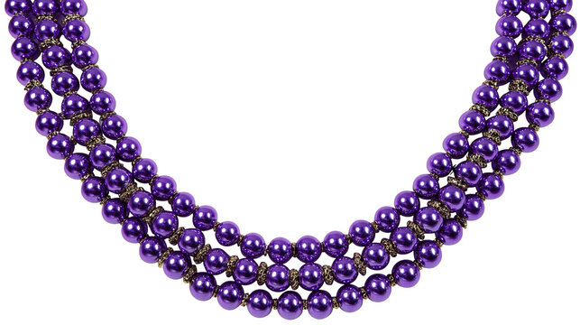 Purple Mardi Gras Beads Necklace Isolated on Transparent Background PNG