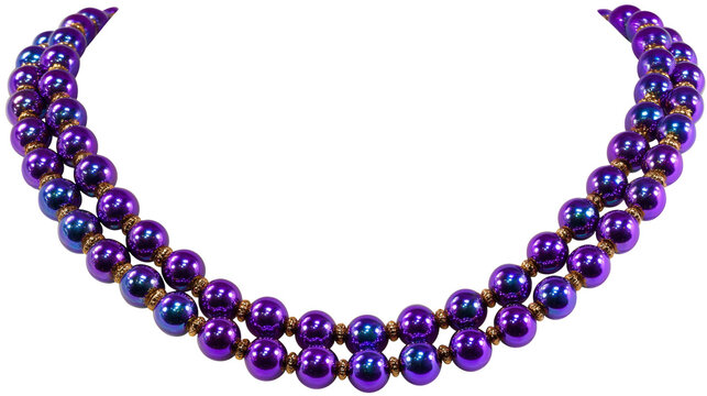 Purple Mardi Gras Beads Necklace Isolated on Transparent Background PNG