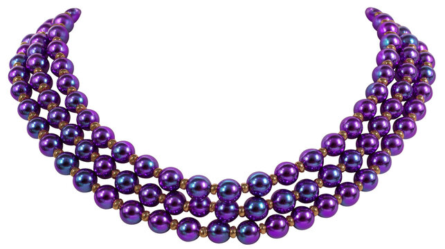 Purple Mardi Gras Beads Necklace Isolated on Transparent Background PNG