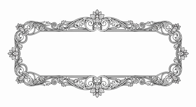 Minimalist black and white line art rectangle frame on a plain white background, simple geometric vector illustration with clean borders and elegant thin strokes for design.