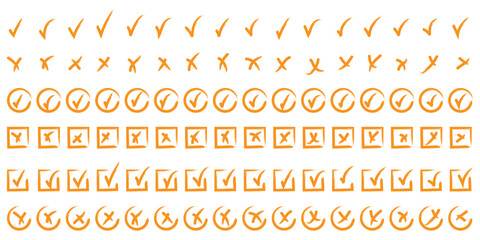 Colorful Checkmark and Cross Icon Set Vector Collection   Minimal Validation Symbols for UI UX Design. Check mark icon button set. Check box icon with right and wrong buttons,yes or no checkmark icons © Hike Studio 2
