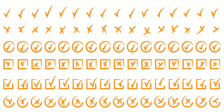 Colorful Checkmark and Cross Icon Set Vector Collection | Minimal Validation Symbols for UI UX Design. Check mark icon button set. Check box icon with right and wrong buttons,yes or no checkmark icons