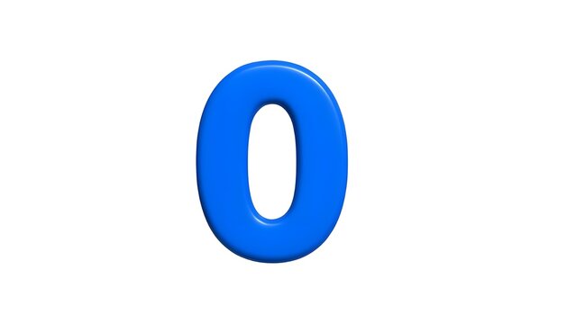 blue number 0, 3d letter O