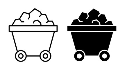 Mining cart filled with coal icon set wagon icon heavy industry raw material © MSTKAJOLREKHA