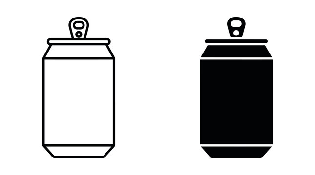 Drink can icon outline and silhouette energy drink container beverage