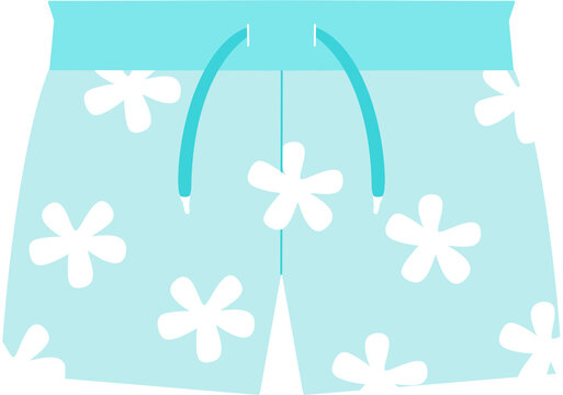 Floral Men's Swim Trunks Illustration