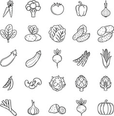 Obraz premium Set of handdrawn vegetable icons