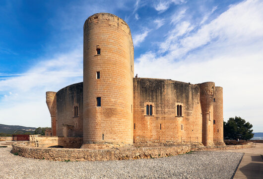 View of historic Bellver Castle in Palma de Mallorca, Spain.