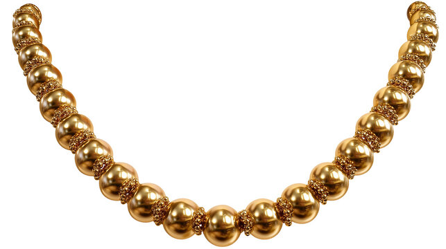 golden Mardi Gras Beads Necklace Isolated on Transparent Background PNG