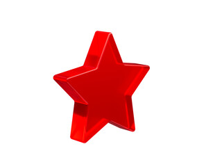 Obraz premium 3D Glossy red star icon with vibrant tone, ideal for ratings, favorites or rewards. 3D Illustration