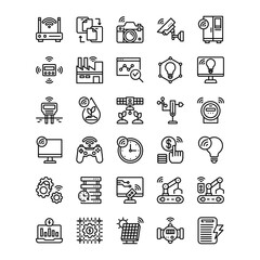Fototapeta premium Internet of Things IoT Icon Line Style – Wireless Smart Device Connection Symbol