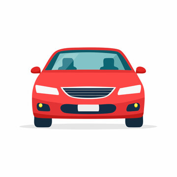Red Sedan Car Front View Illustration