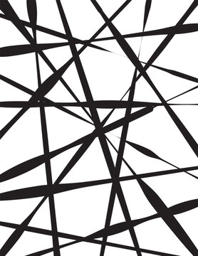 abstract chaotic black intersecting lines pattern with geometric random stripe background texture