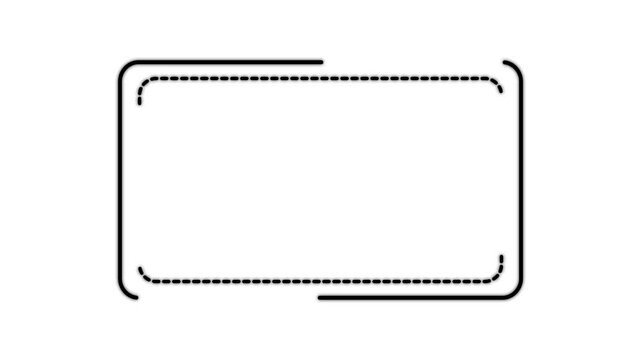 Minimalist modern text box frame with dashed lines isolated on black background