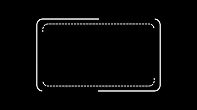 Minimalist modern text box frame with dashed lines isolated on black background