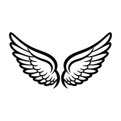 Fototapeta premium Wings symbol icon black and white