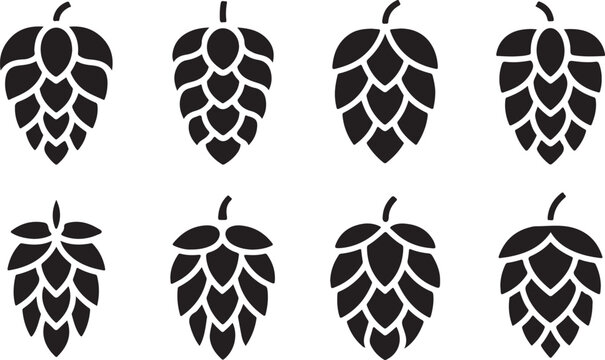 Hops cones illustration set for beer crafting