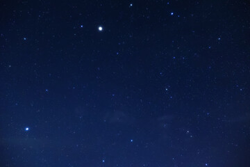 Fototapeta premium Constellations and Milky Way stars on a dark countryside skies.